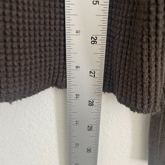 Lucky Brand Thermal Shirt Men L Brown Waffle Knit Stretch Moto Rooted Rock Roll - Picture 4 of 8
